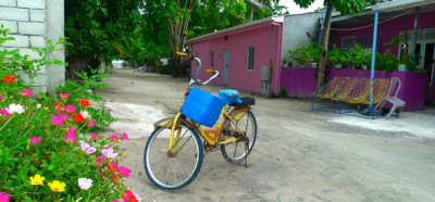 Scena z lokalnega otoka, kjer se lahko po otoku zapeljete s kolesom.